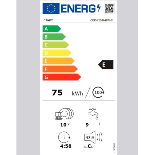 Candy Πλυντήριο Πιάτων Ελεύθερο CDPH 2D1047W-01 45cm Λευκό