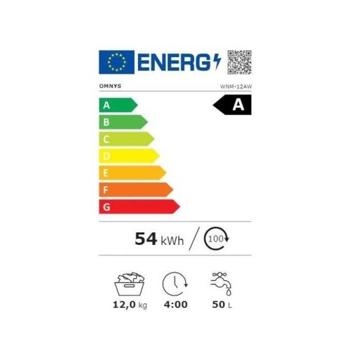Omnys Πλυντήριο Ρούχων WNM-12AW με Ατμό (12Kg 1400Rpm Α)