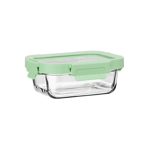 Estia Φαγητοδοχείο CLICK&SEAL γυάλινο 370ml 16.3x12.3x6.2cm με καπάκι πλαστικό Mint