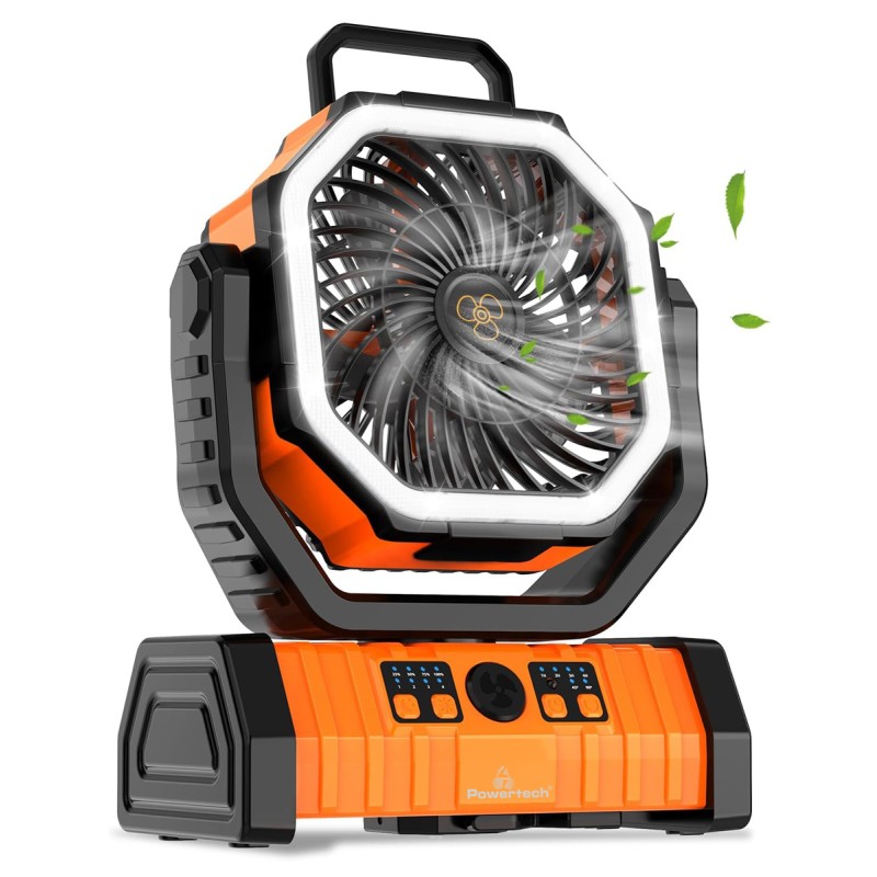 Powertech Φορητός ανεμιστήρας PT-1430 με χειριστήριο, 20000mAh, πορτοκαλί