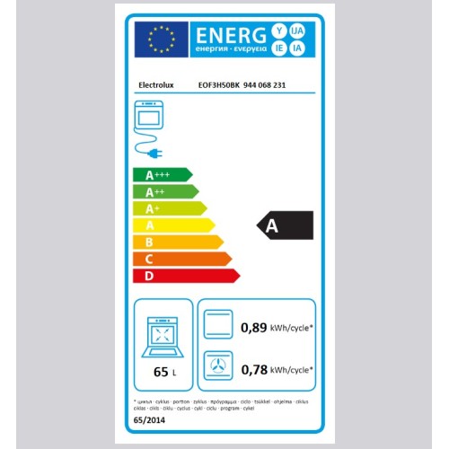 Electrolux Φούρνος Εντοιχιζόμενος Ανω Πάγκου EOF3H50BK Μαύρος