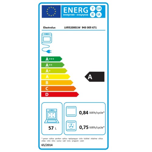Electrolux Κεραμική Κουζίνα LKR520001W Λευκή