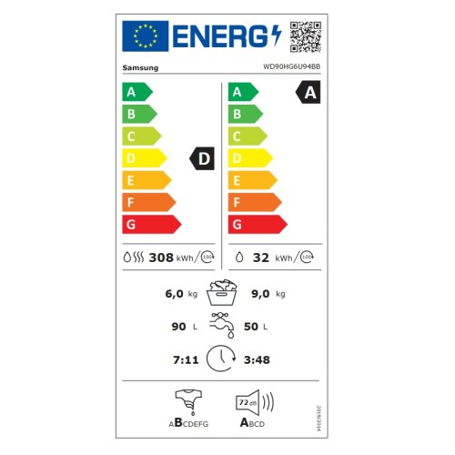 Samsung Πλυντήριο-Στεγνωτήριο WD90HG6U94BBU4 (9kg/6kg 1400rpm)