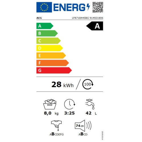 AEG Πλυντήριο Ρούχων LFR71844SBG 8kg 1400rpm A