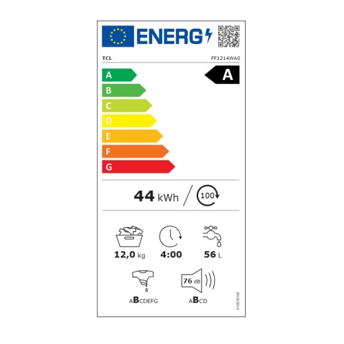 TCL Πλυντήριο Ρούχων FF1214WA0GR 12kg 1400 στροφών