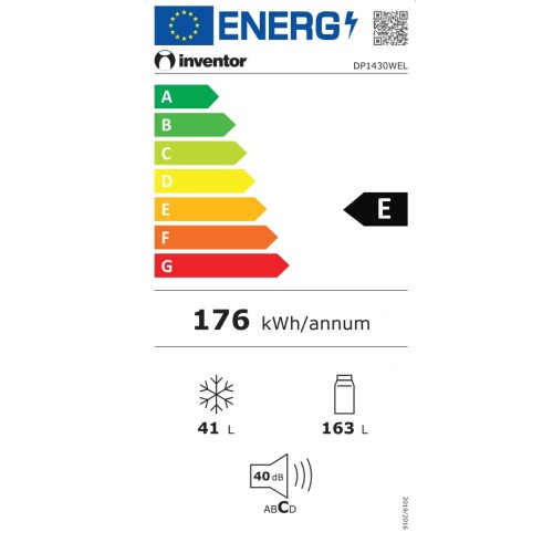Inventor Δίπορτο Ψυγείο DP1430WEL 204Lt Υ143xΠ55xΒ55εκ. Λευκό