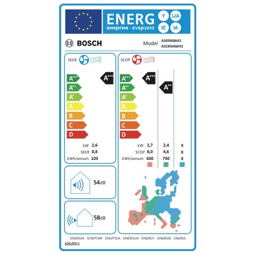 Bosch Κλιματιστικό Inverter ASI09AW41/ASO09AW41 9000Btu με Wi-Fi (Α+++/Α+++)