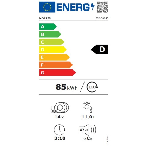 Morris Πλυντήριο Πιάτων FSI-60143 για 14 Σερβίτσια Π59,8xY84,5εκ Inox