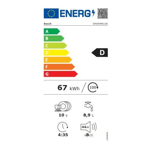 Bosch Εντοιχιζόμενο Πλυντήριο Πιάτων SPI4HMS13E για 10 Σερβίτσια Π44,8xY81,5εκ