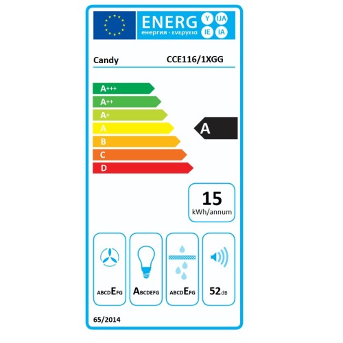 Candy Απορροφητήρας Καμινάδα CCE116/1XGG 60cm Inox