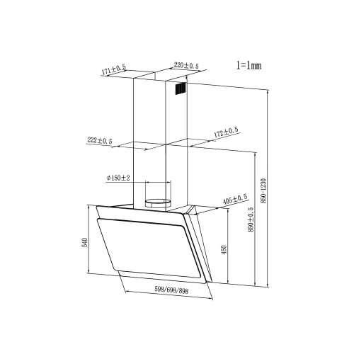 Candy Απορροφητήρας Τζάκι CDG6CBP8B 60cm Μαύρος