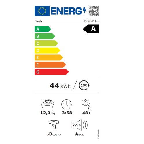 Candy Πλυντήριο Ρούχων BP 412BL8-S (12kg 1400rpm Α)