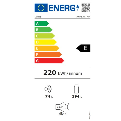Candy Εντοιχιζόμενος Ψυγειοκαταψύκτης CNBQL3518EV 268lt Υ177.2xΠ54xΒ55εκ.