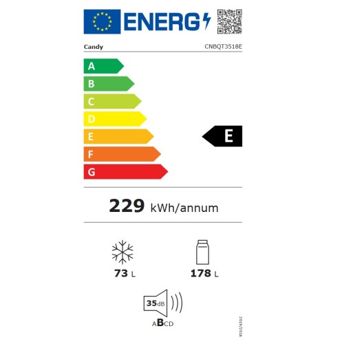 Candy Εντοιχιζόμενος Ψυγειοκαταψύκτης CNBQT3518E 251lt Υ177.2xΠ54xΒ55εκ.