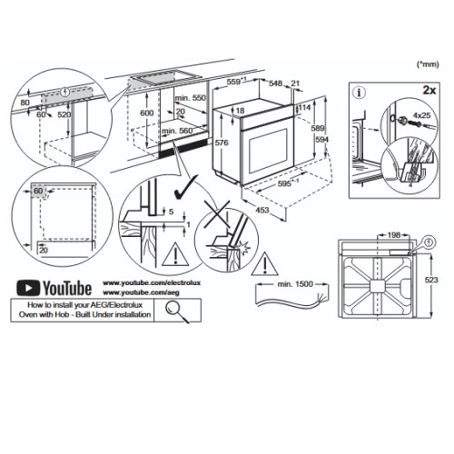Electrolux Εντοιχιζόμενος Φούρνος Κάτω Πάγκου EOH3H40UX 72Lt Inox