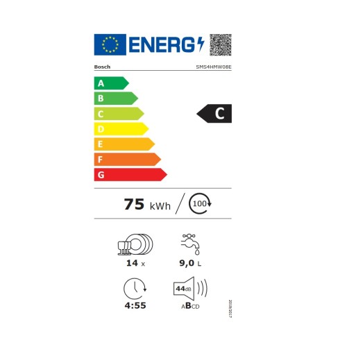 Bosch Πλυντήριο Πιάτων SMS4HMW08E για 14 Σερβίτσια Π60xY84,5εκ Λευκό