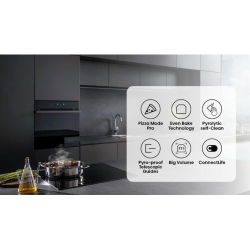Hisense Εντοιχιζόμενος Φούρνος Ανω Πάγκου HO66F PizzaChef 77lt Μαύρος