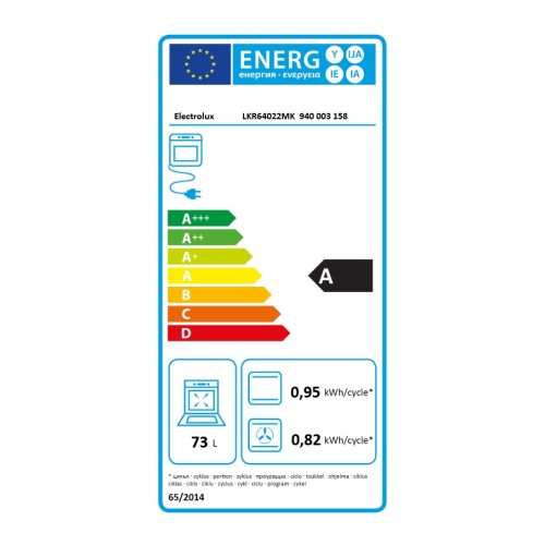 Electrolux Κεραμική Κουζίνα LKR64022MK 73Lt Μαύρο ματ