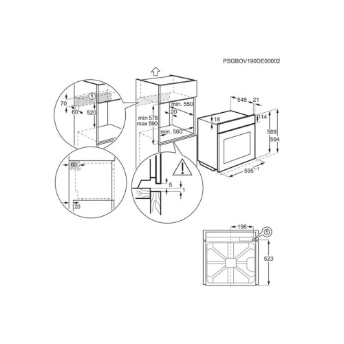 Electrolux Εντοιχιζόμενος Φούρνος Ανω Πάγκου EOF4P56X 72Lt
