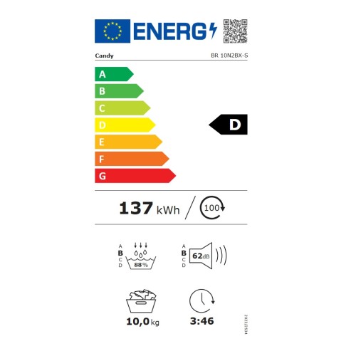 Candy Στεγνωτήριο Ρούχων BR 10N2BX-S με Αντλία Θερμότητας 10kg