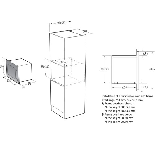 Hisense Εντοιχιζόμενος Φούρνος Μικροκυμάτων BIM325GI63DBG 25lt Μαύρος