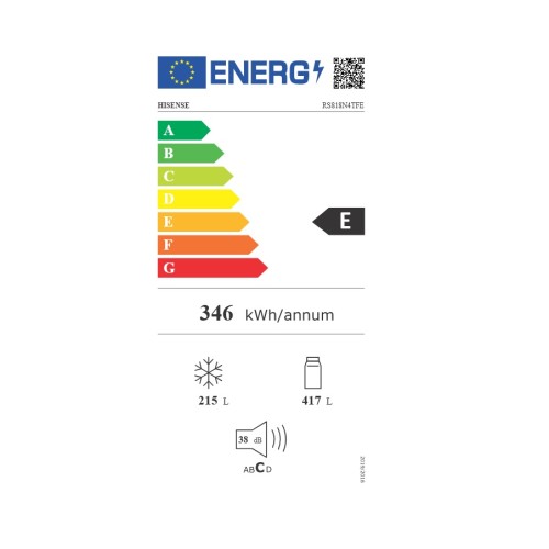 Hisense Ψυγείο Ντουλάπα RS818N4TFE 632lt Υ179xΠ91xΒ73εκ. Μαύρο