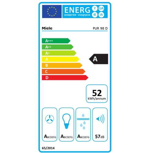 Miele Απορροφητήρας Καμινάδα PUR 98 D 89,8cm Ανοξείδωτο