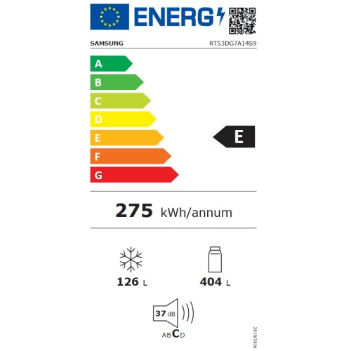 Samsung Ψυγείο Δίπορτο RT53DG7A14S9EF 530lt No Frost Υ185,5xΠ79xΒ72,5εκ. Inox
