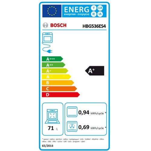 Bosch Εντοιχιζόμενος Φούρνος Ανω Πάγκου HBG536ES4 71Lt Inox