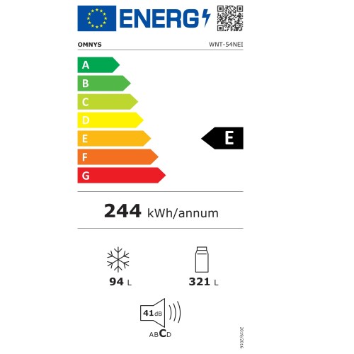 Omnys Ψυγείο Δίπορτο WNT-54NEI No Frost Υ178xΠ70xΒ68εκ. Inox