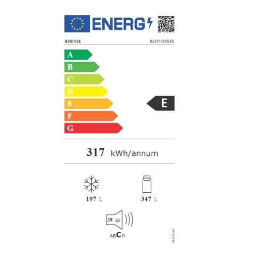 Hisense Ψυγείο Ντουλάπα RS3P558NEFE 544lt Υ178,6xΠ91,1xΒ61,5εκ. Μαύρο