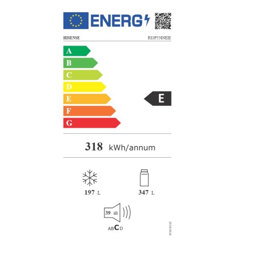 Hisense Ψυγείο Ντουλάπα RS3P558NEIE 544lt Υ178,6xΠ91,1xΒ61,5εκ. Inox