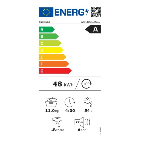 Samsung Πλυντήριο Ρούχων WW11DG5B25AELE 11kg 1400 Στροφών