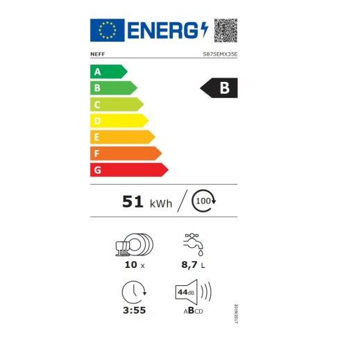 Neff Εντοιχιζόμενο Πλυντήριο Πιάτων S875EMX35E για 10 Σερβίτσια Π44,8xY81,5εκ