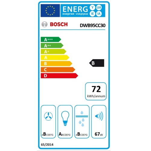 Bosch Απορροφητήρας Καμινάδα DWB95CC30 90cm Inox