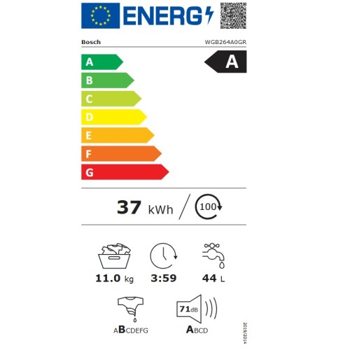 Bosch Πλυντήριο Ρούχων WGB264A0GR (11kg 1400Rpm A)