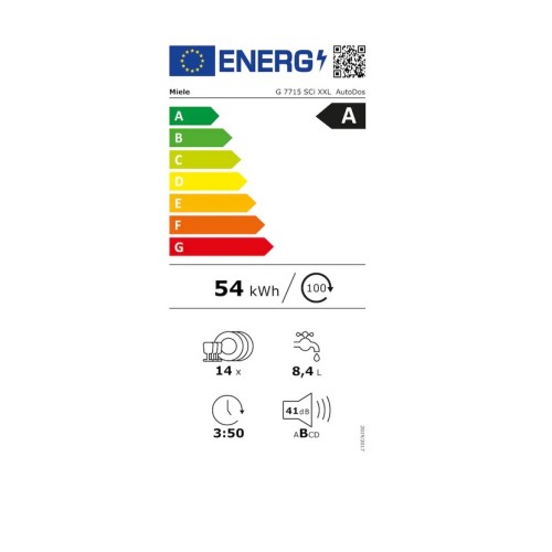 Miele Εντοιχιζόμενο Πλυντήριο Πιάτων G 7715 SCi XXL AutoDos με Wi-Fi για 14 Σερβίτσια Π59,8xY84,5εκ.