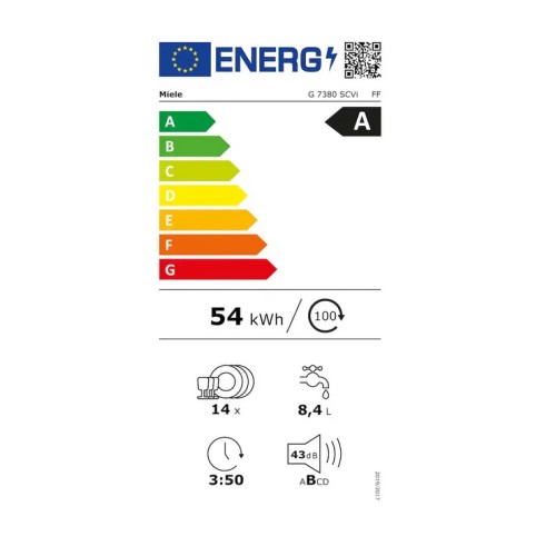 Miele Εντοιχιζόμενο Πλυντήριο Πιάτων G 7380 SCVi FF για 14 Σερβίτσια Π59,8xY84,5εκ.