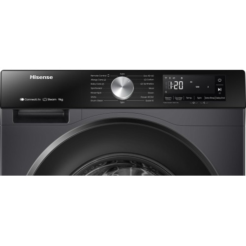 Hisense Πλυντήριο Ρούχων WF3S9043BB3 (9kg 1400 A) Μαύρο