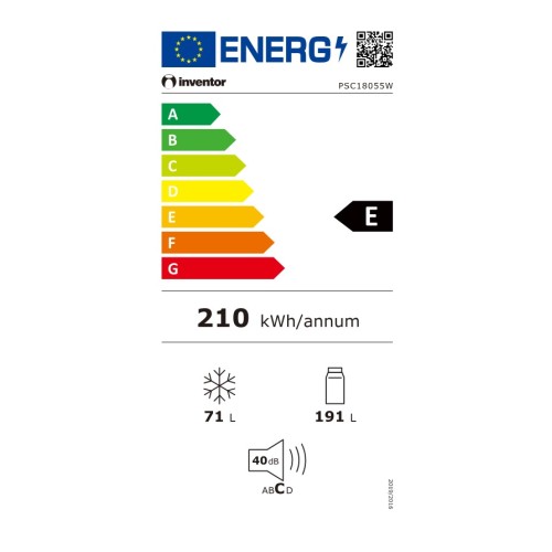 Inventor Ψυγειοκαταψύκτης PSC18055W 262Lt Υ180xΠ55xΒ56εκ. Λευκός
