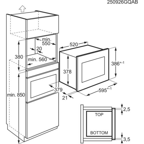 AEG Εντοιχιζόμενος Φούρνος Μικροκυμάτων OS5GM251EB 25Lt Μαύρος