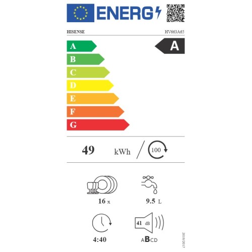 Hisense Εντοιχιζόμενο Πλυντήριο Πιάτων HV663A65 για 16 Σερβίτσια Π59,8xY81,6εκ.