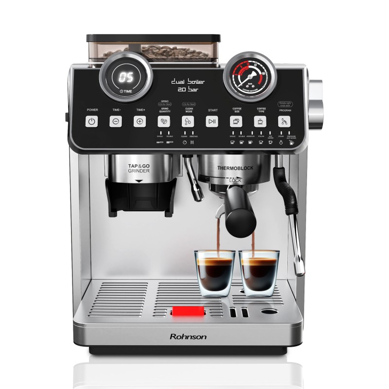 Rohnson Μηχανή Espresso R-98200 με Μύλο Άλεσης 20bar 2800W