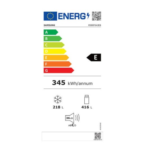 Samsung Ψυγείο Ντουλάπα RS80F64JEBEF Full No Frost 634Lt Υ178.6xΠ91.2xΒ71.6εκ. Μαύρο