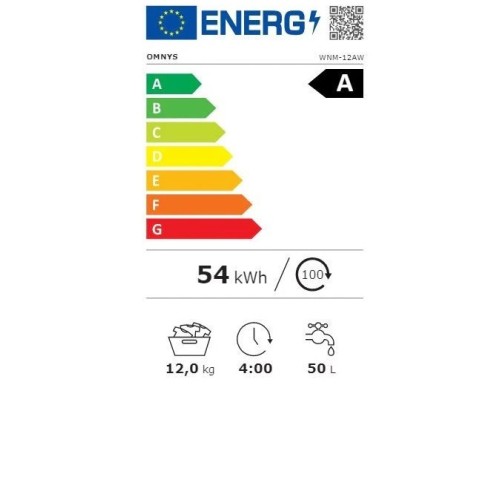 Omnys Πλυντήριο Ρούχων WNM-12AWTB (12kg 1400rpm A) Λευκό