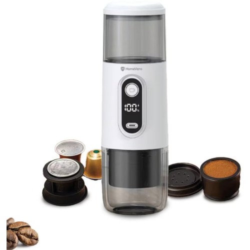 HomeVero Φορητή Μηχανή Espresso HV-PEM5W 8bar Λευκό