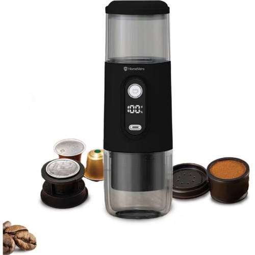 HomeVero Φορητή Μηχανή Espresso HV-PEM5B 8bar Μαύρο