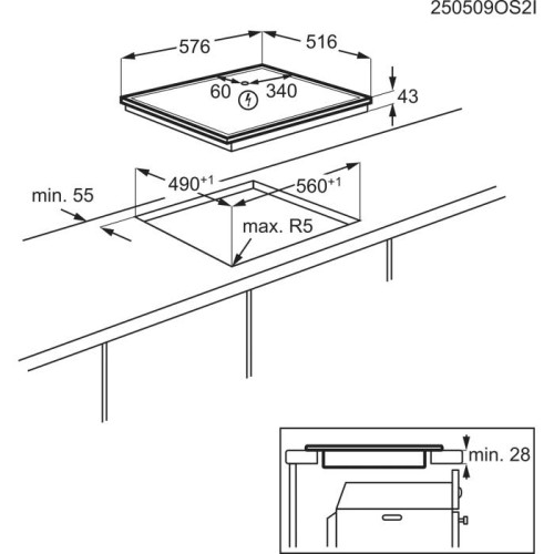 AEG Μη Αυτόνομη Κεραμική Εστία TA64RA00XB 60cm