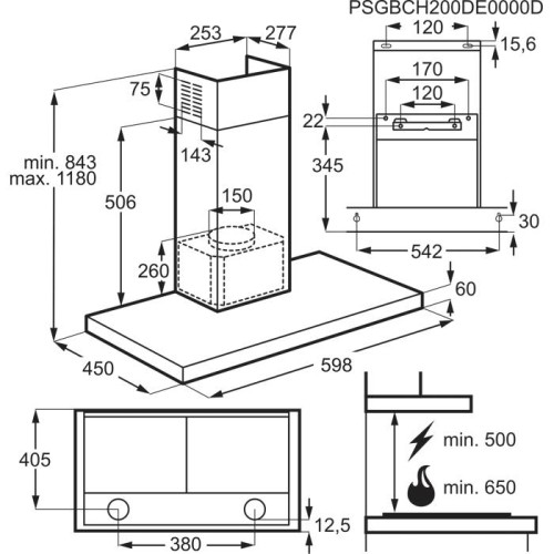 AEG Απορροφητήρας Καμινάδα DBB4651M 60cm