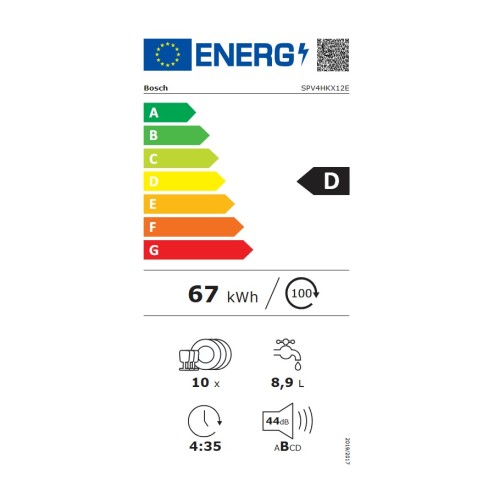 Bosch Εντοιχιζόμενο Πλυντήριο Πιάτων SPV4HKX12E για 10 Σερβίτσια Π44,8xY81,5εκ